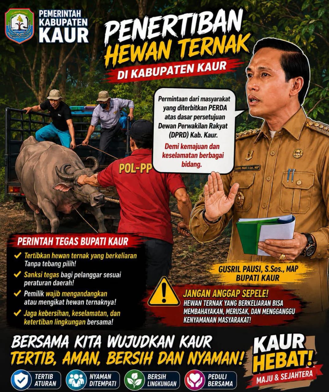 Demi Kemajuan Daerah, Bupati Kaur Perintahkan Penertiban Hewan Ternak Tanpa Kompromi