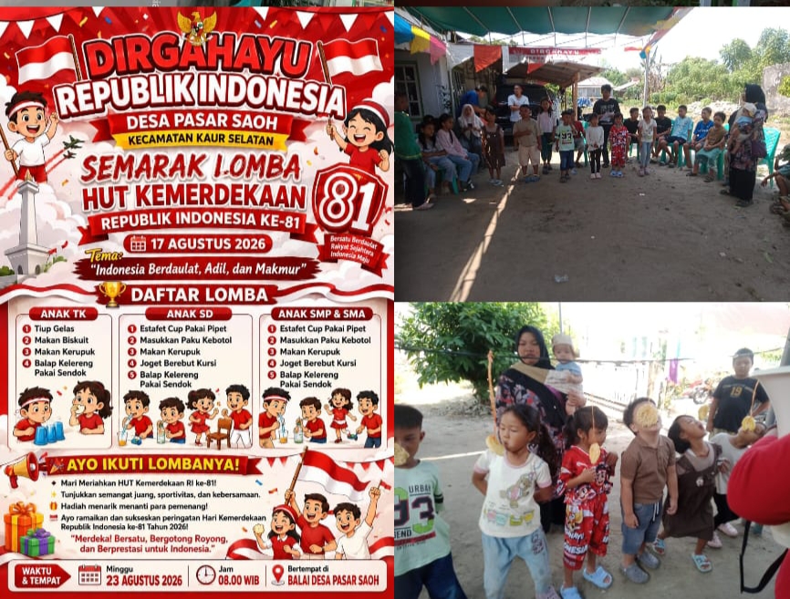Dari Makan Kerupuk Hingga Tiup Gelas, Lomba HUT RI ke-81 di Desa Pasar Saoh Berlangsung Meriah