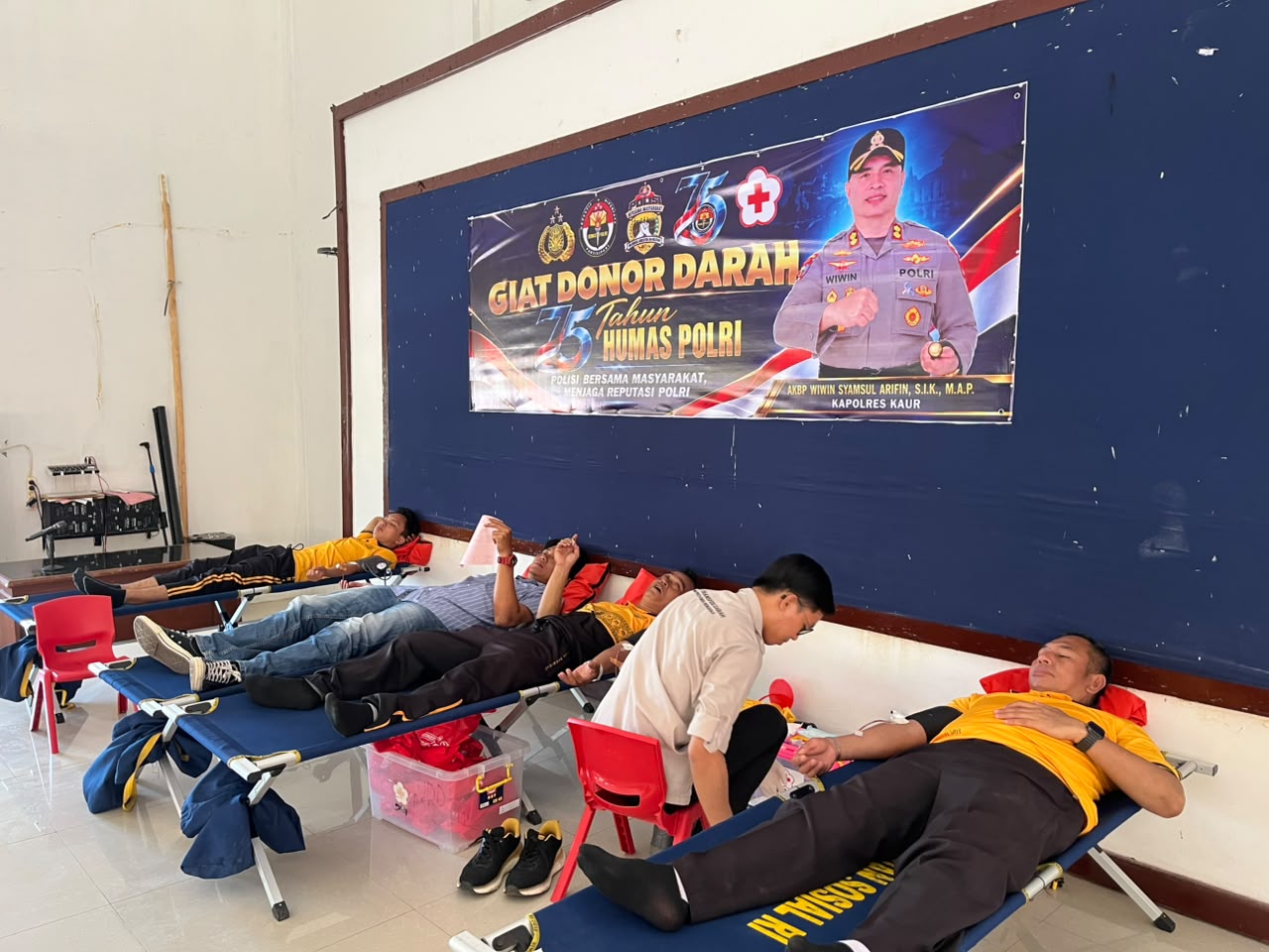 SETETES DARAH SEJUTA HARAPAN, POLRES KAUR GELAR DONOR DARAH SAMBUT HUT HUMAS POLRI KE-75