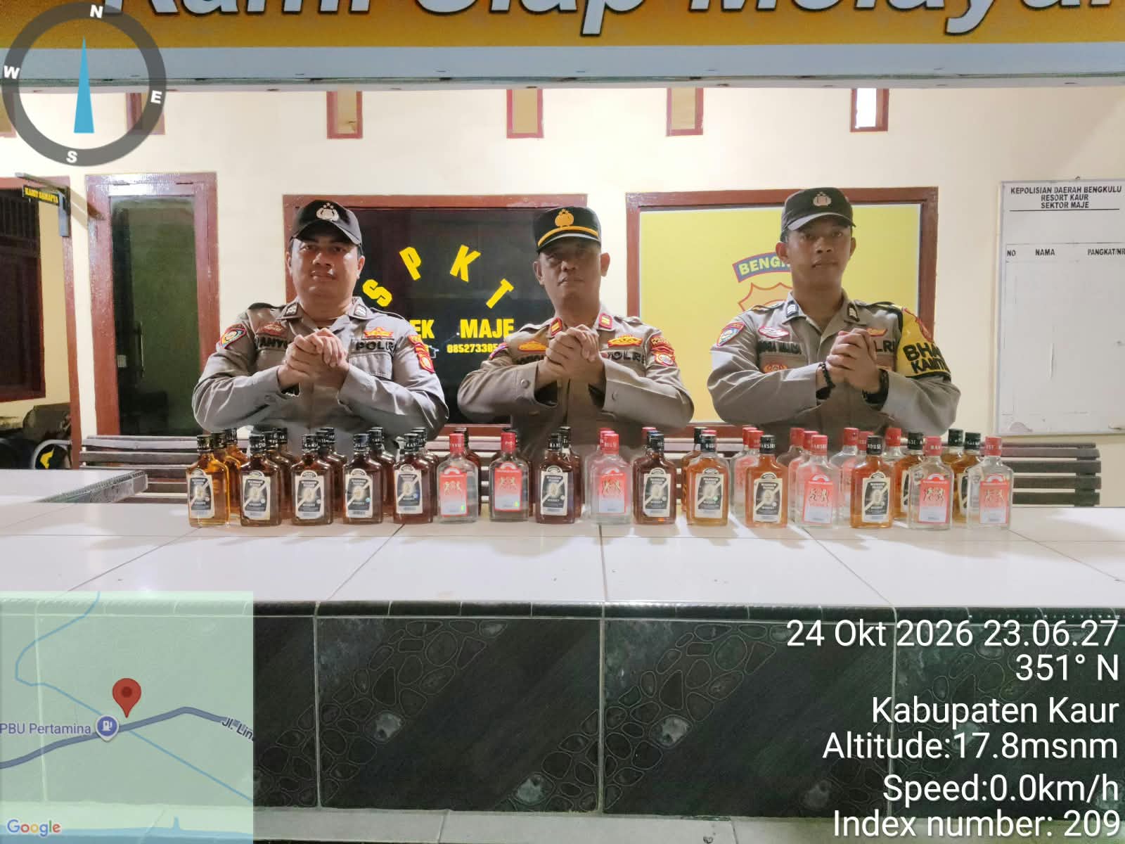 GASPOL KRYD, Polres Kaur dan Polsek Jajaran Sikat 149 Botol Miras dari Warung Hingga Tempat Hiburan