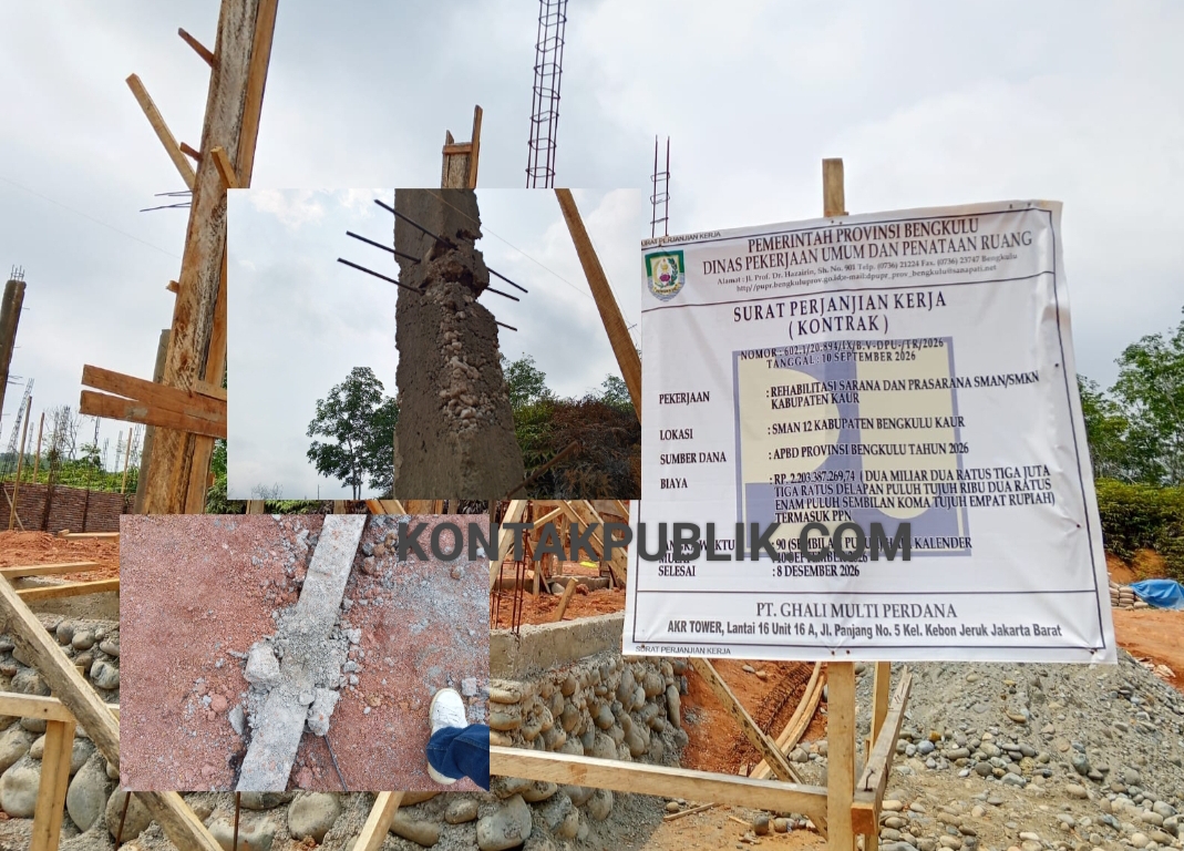 PROYEK 2 MILIAR SMAN 12 KAUR DIDUGA CURANG, COR TIANG PAKAI BATU BULAT KROKOS